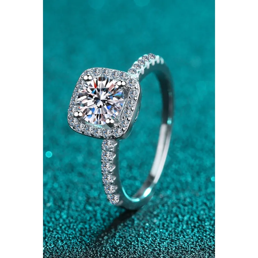 2 Carat Moissanite Square Halo Ring