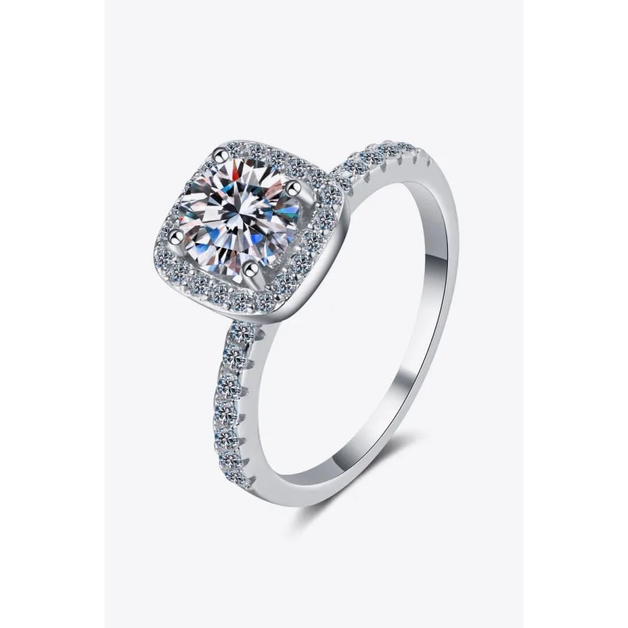 2 Carat Moissanite Square Halo Ring