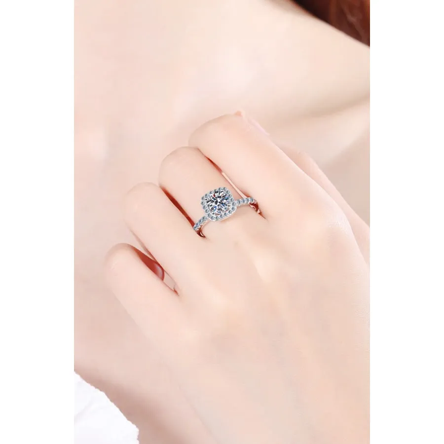 2 Carat Moissanite Square Halo Ring