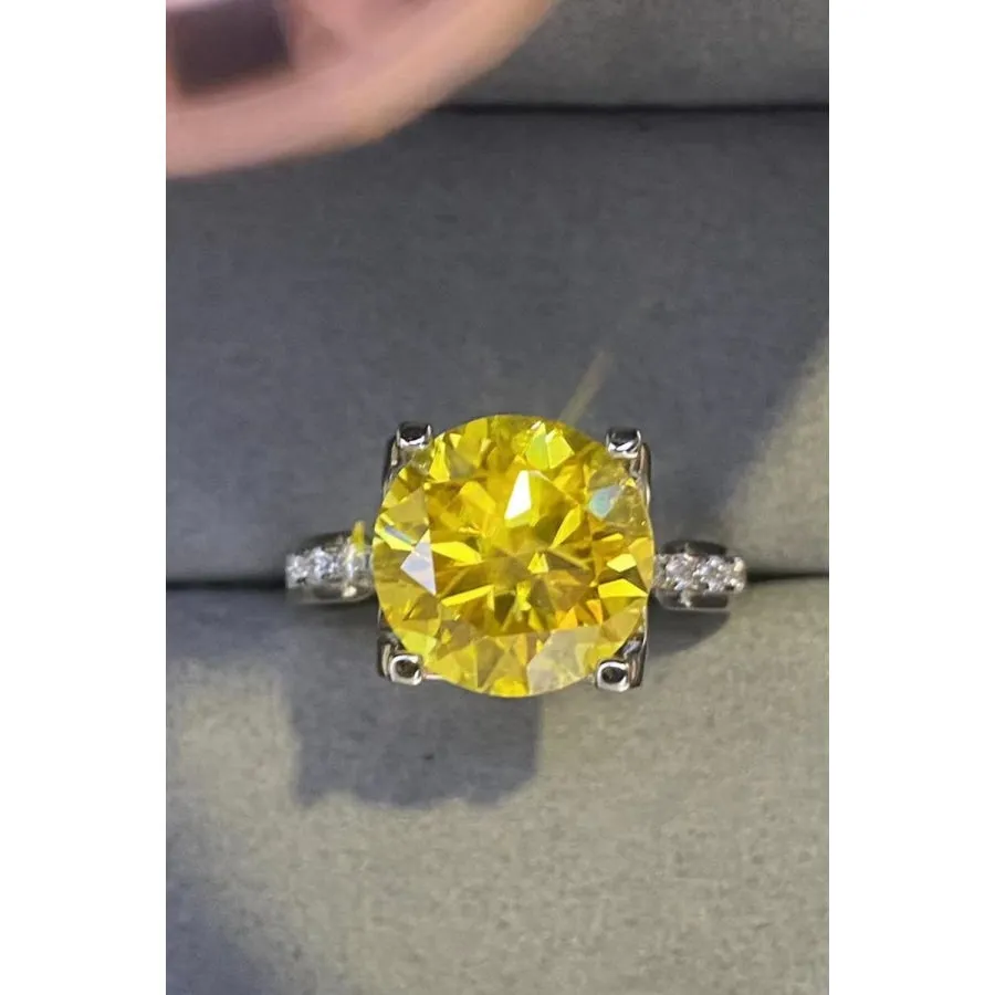 5 Carat Moissanite 925 Sterling Silver Ring in Banana Yellow