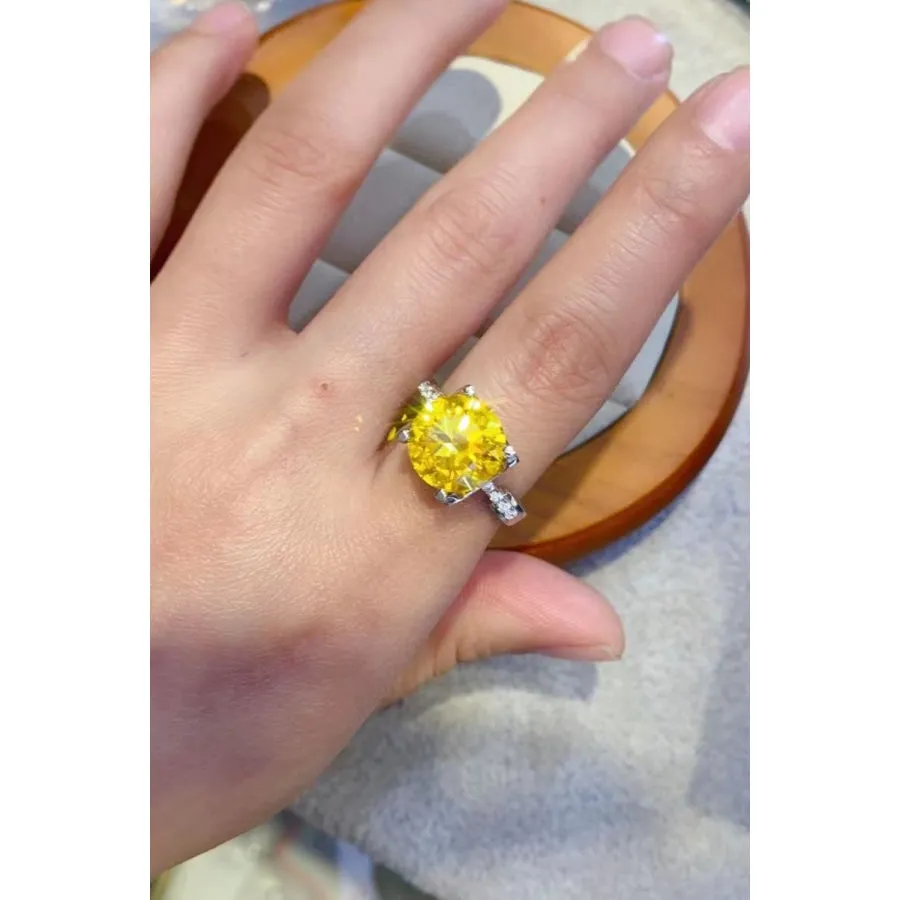 5 Carat Moissanite 925 Sterling Silver Ring in Banana Yellow