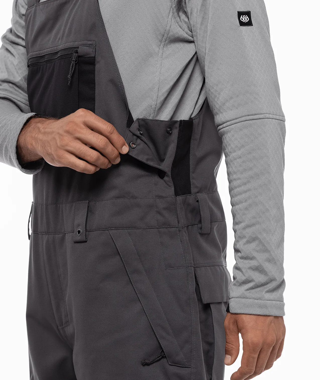 686 Hot Lap Insulated Bib Snowboard Pants Charcoal Colorblock 2024