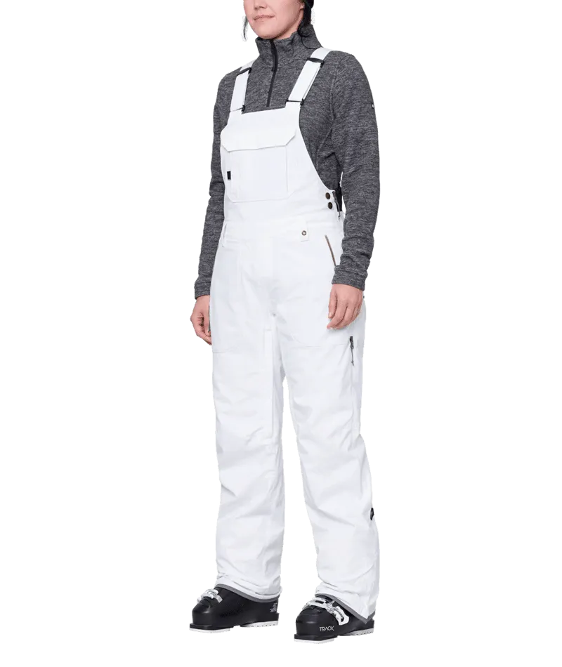 686 Women's Black Magic Insulated Bib Snowboard Pants White Geo Jacquard 2024