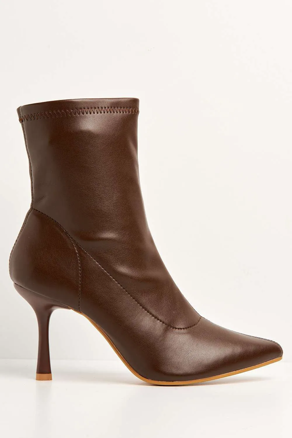 Aayat Pointed Toe Heeled Boots in Brown