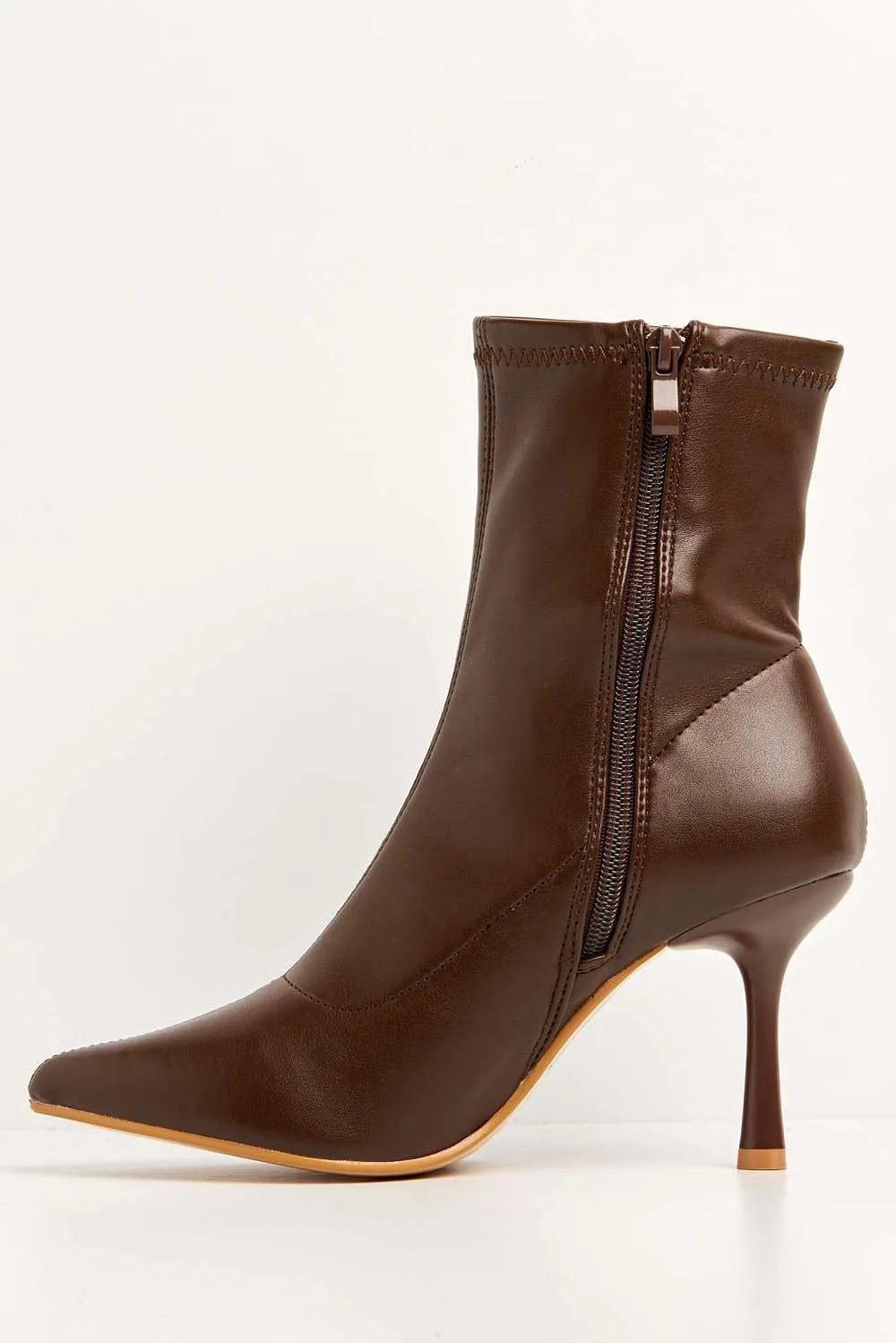 Aayat Pointed Toe Heeled Boots in Brown