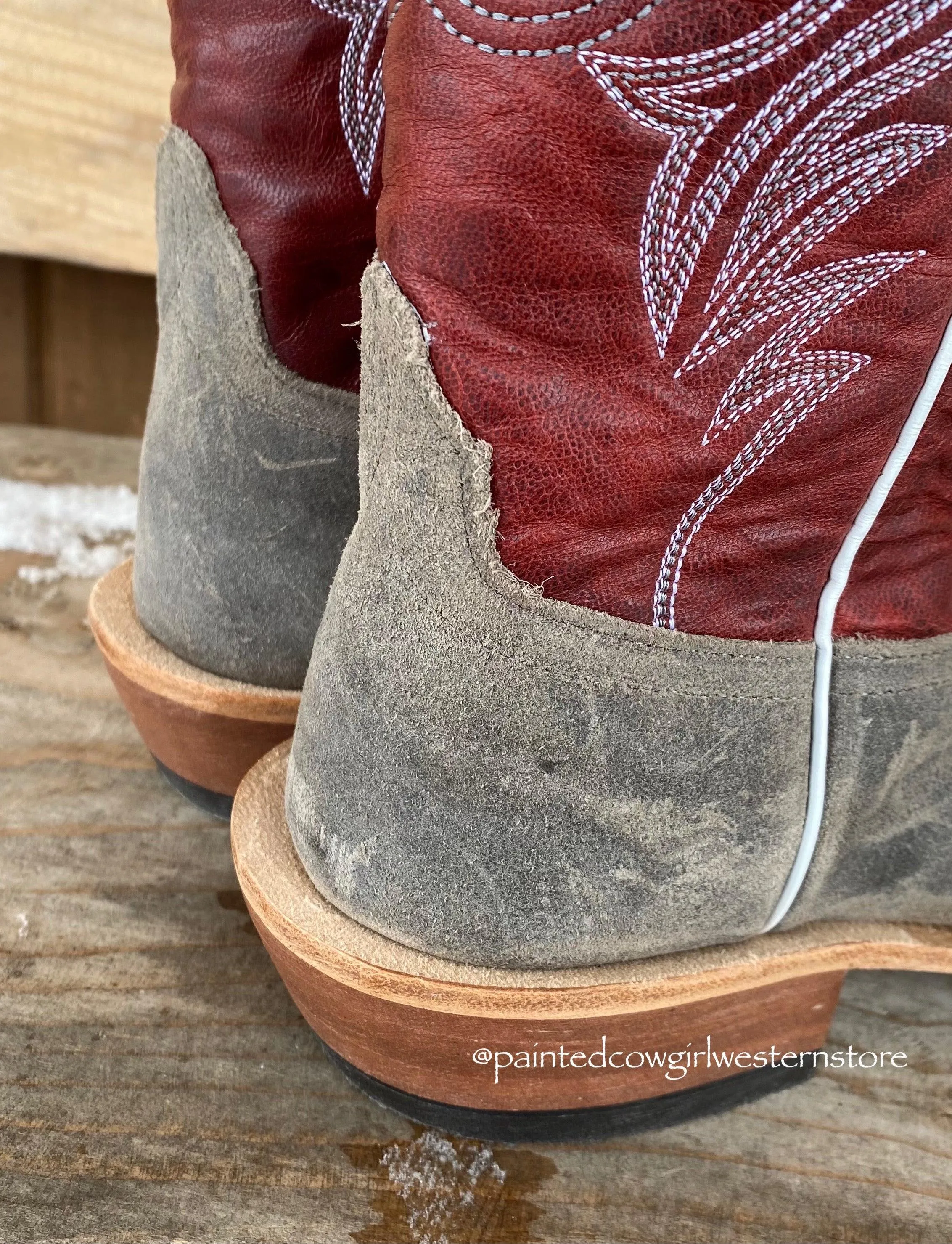 Anderson Bean Men's Stone Waxy Kudu & Red Explosion Cowboy Toe Cowboy Boots 330487