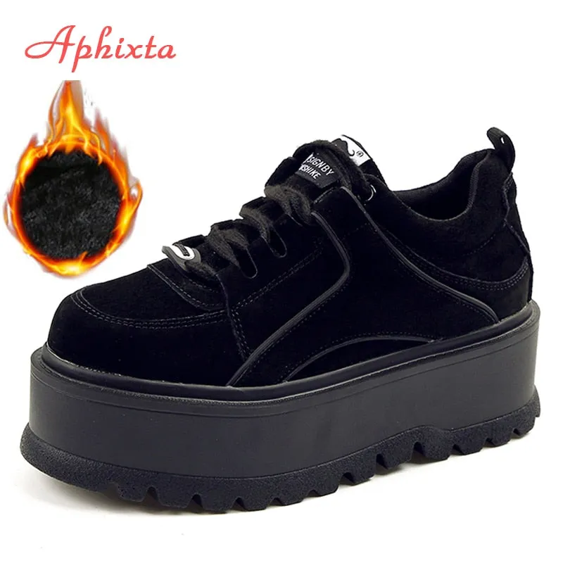 Aphixta Platform Lace-up Ankle Shoes