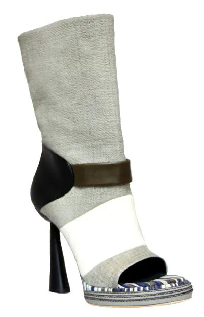 Archive Mid Calf Peeptoe Boot, Grey