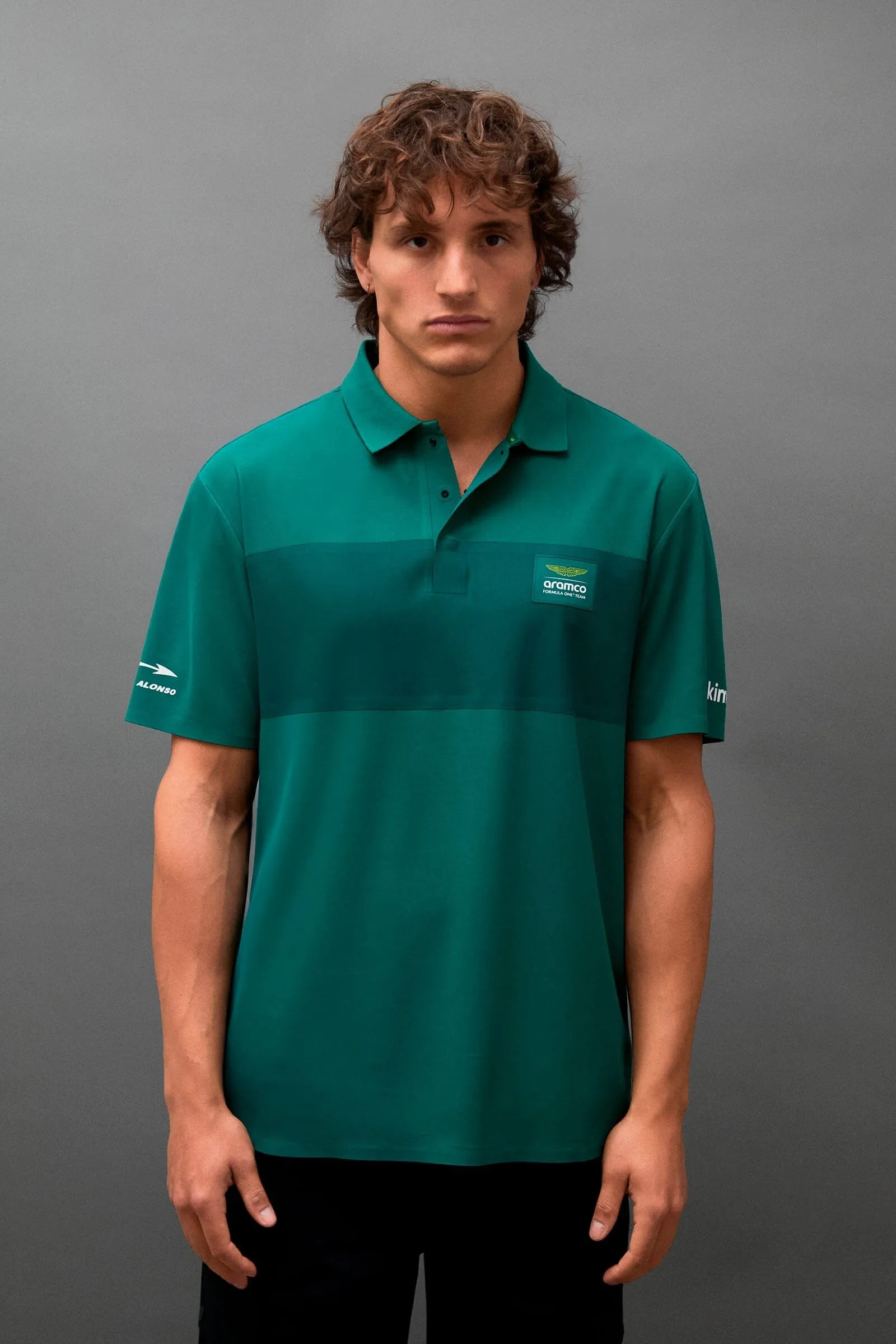 Aston Martin F1 Kimoa Fernando Alonso Minimal Polo Shirt - Black/Green