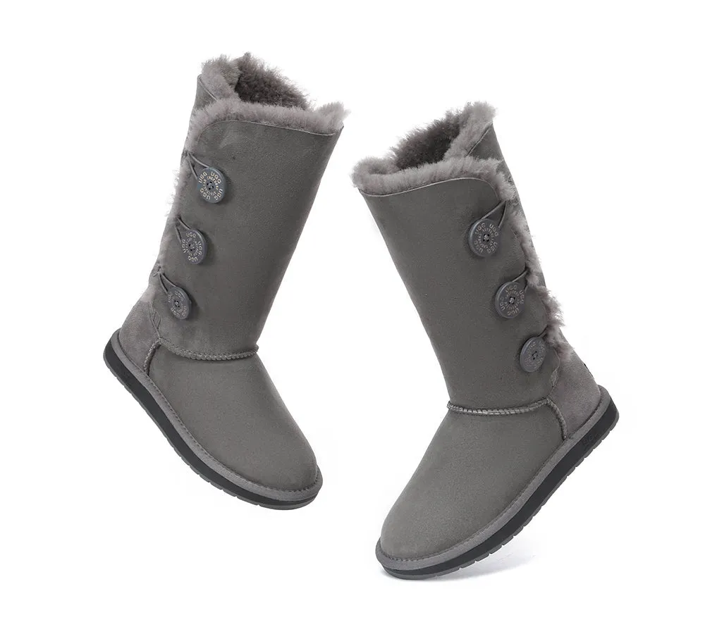 Australian Premium Double Face Sheepskin Tall Triple Button Water Resistant Boots