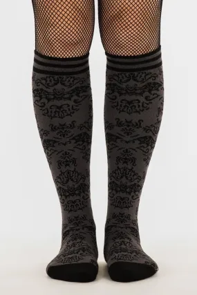 Bat Damask Knee High Socks