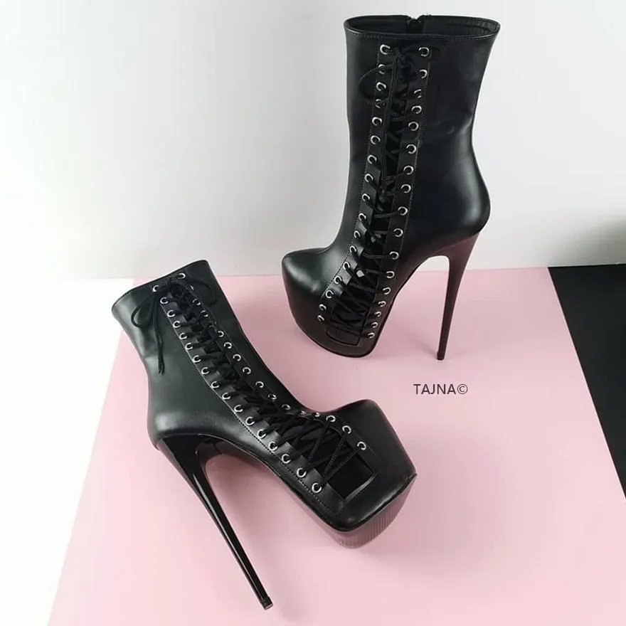 Black Corset Style Platform Boots