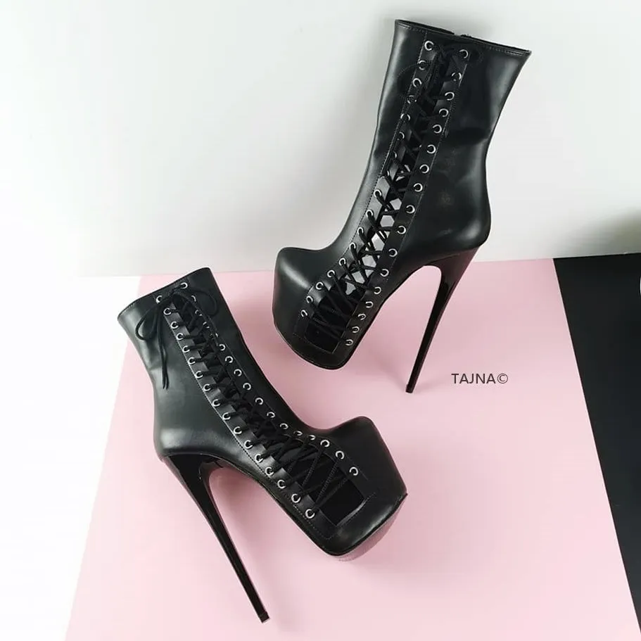 Black Corset Style Platform Boots