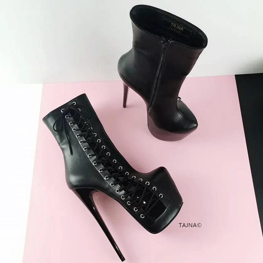 Black Corset Style Platform Boots