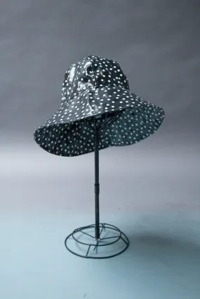 *Black Polkadot Unlined Rain Hat $45 (RH 0917B)