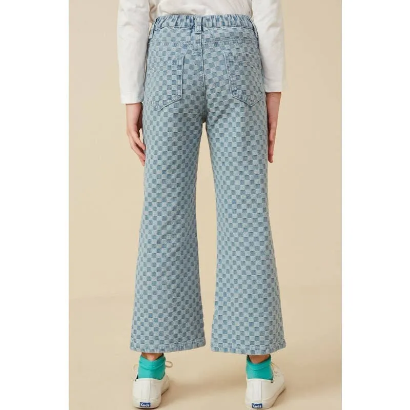 Boot Cut Checkered Jeans: Light