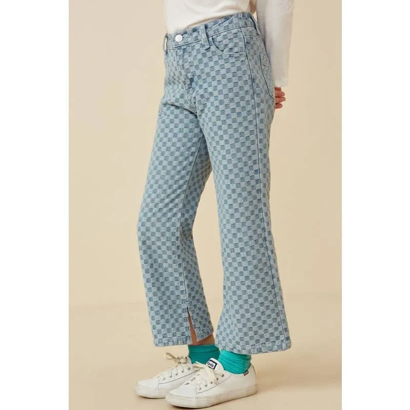 Boot Cut Checkered Jeans: Light