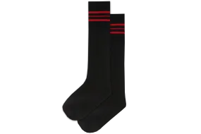 Boys 3/4 Striped Long Socks - Convent Blk/Red