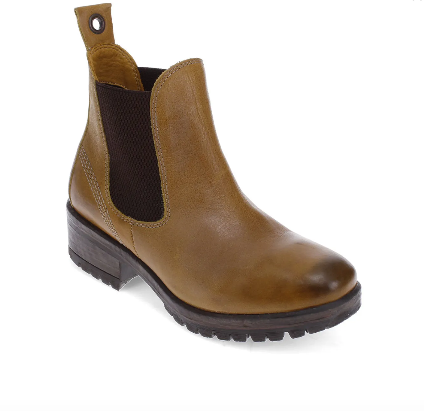 Buenos Florida Leather Chelsea Boot | Mustard   Black/Red