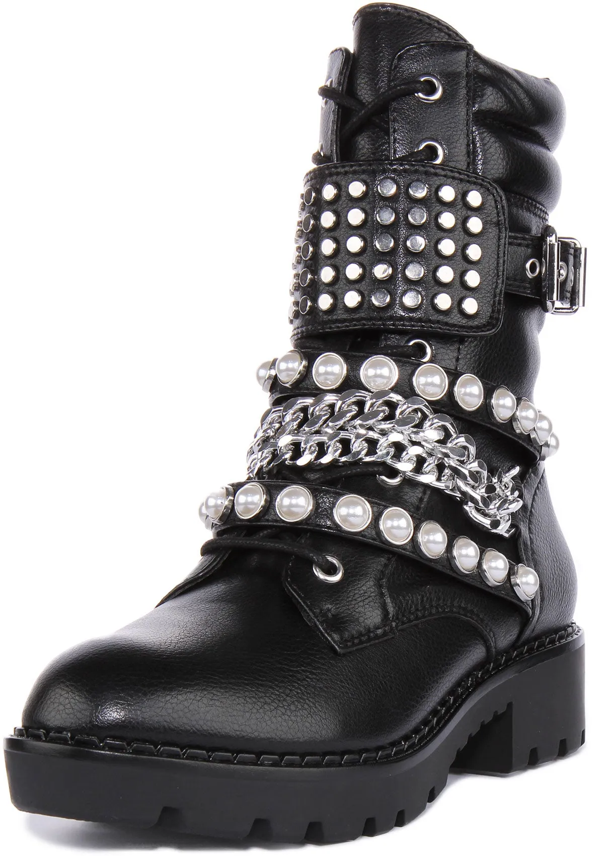 Buffalo Wave Stud Boot Combat In Black