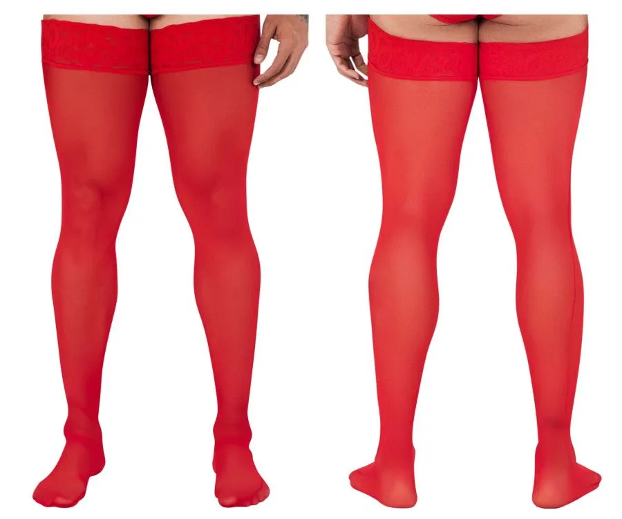 CandyMan 99533 Mesh Thigh Highs Color Red