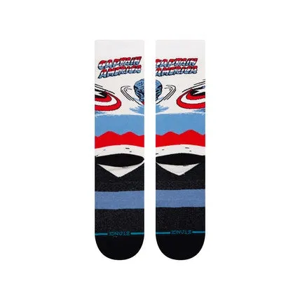 Captain America Marquee Marvel Crew Pair of Socks By Stance - Size Large (Men 9-13)