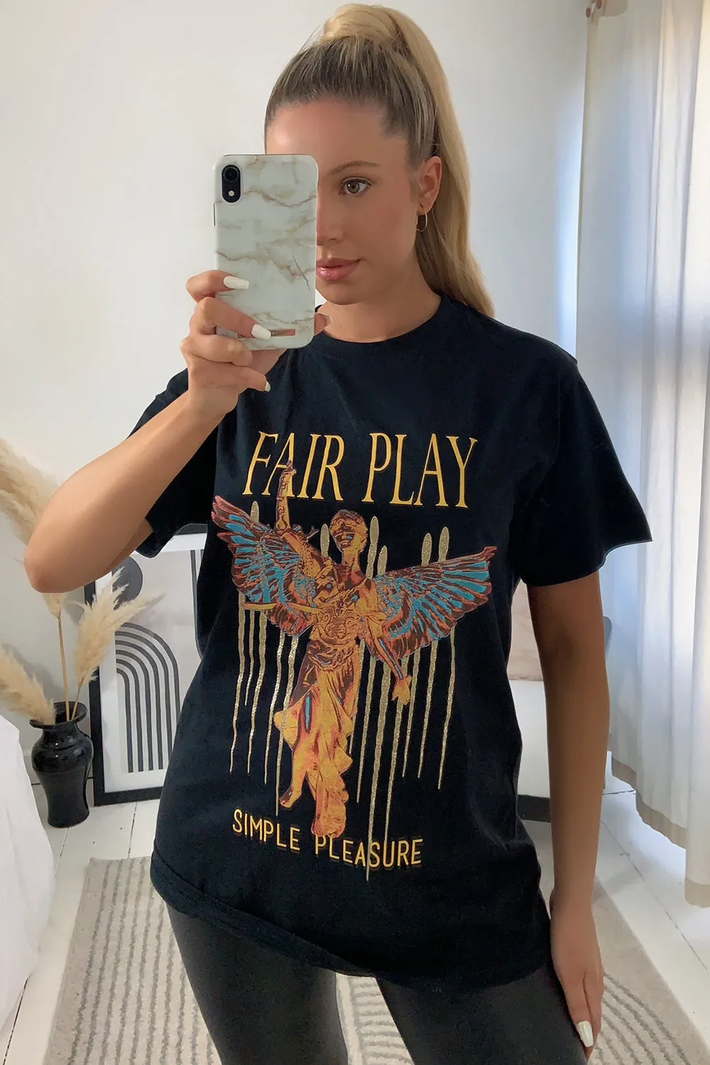 Cassidy Black Fair Play Graphic Printed T-Shirt