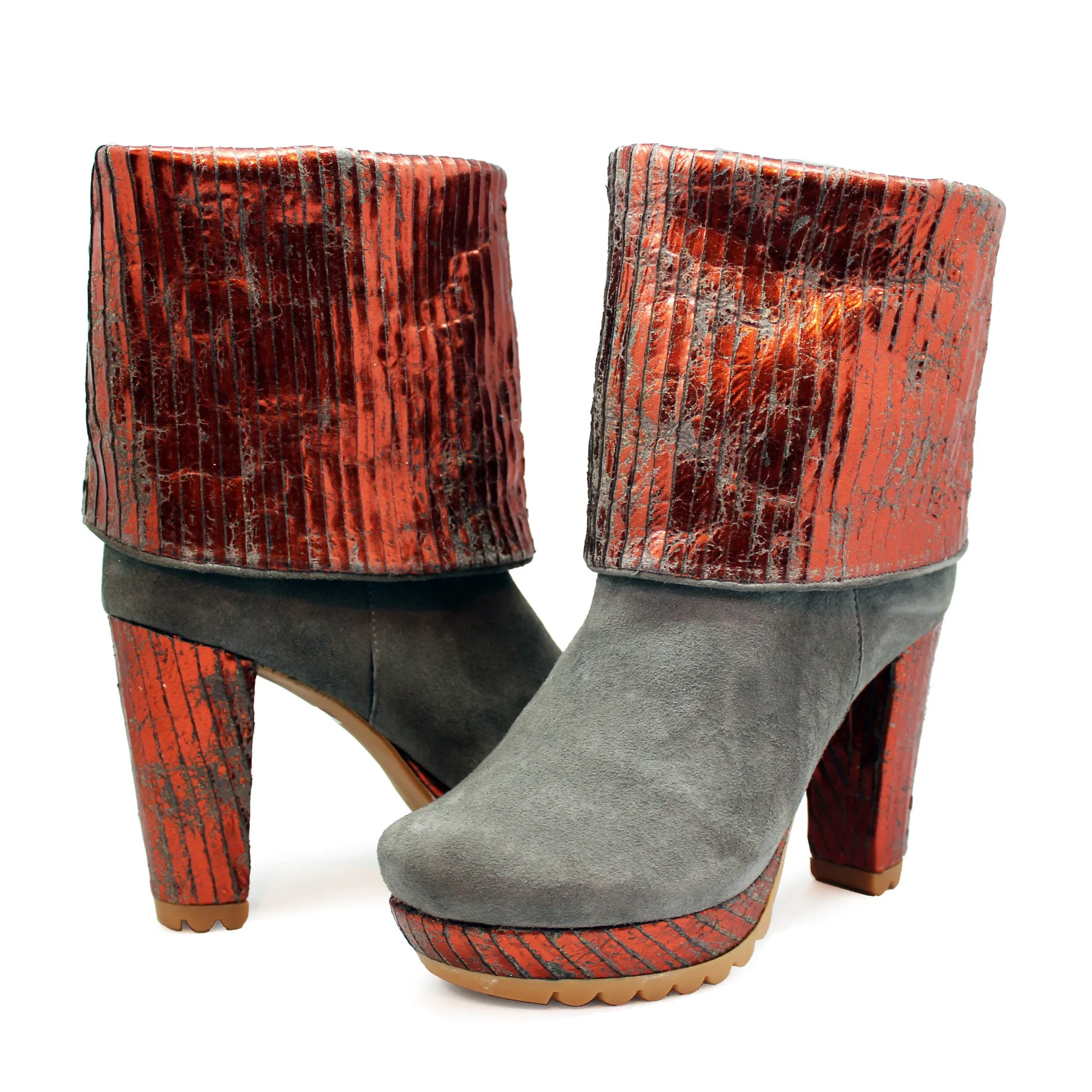 Champignon - Grey Suede Copper platform boot