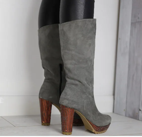 Champignon - Grey Suede Copper platform boot