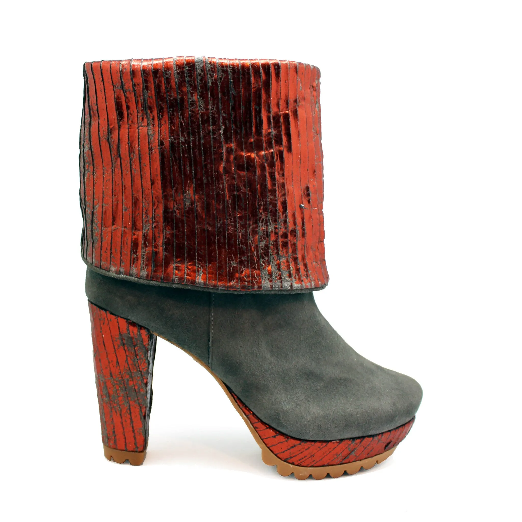 Champignon - Grey Suede Copper platform boot