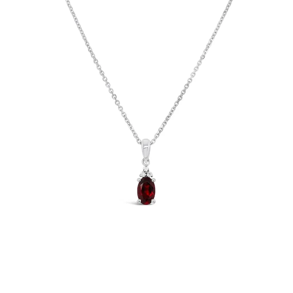 Color by Martin Binder Oval Garnet & Diamond Pendant Necklace