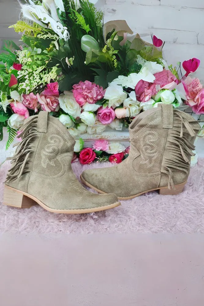 Faux Suede Ankle Cowboy Boot