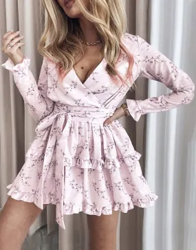 Floral Print Ruffle Mini Dress