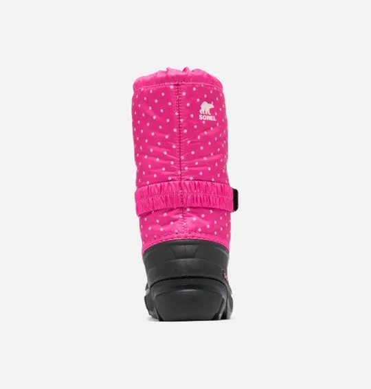 Flurry Printed Kid's Insulated Snow Boot - Fuchsia/Dots