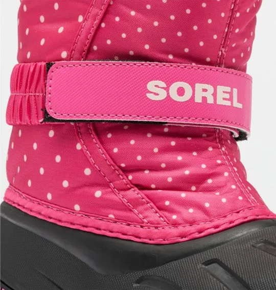 Flurry Printed Kid's Insulated Snow Boot - Fuchsia/Dots