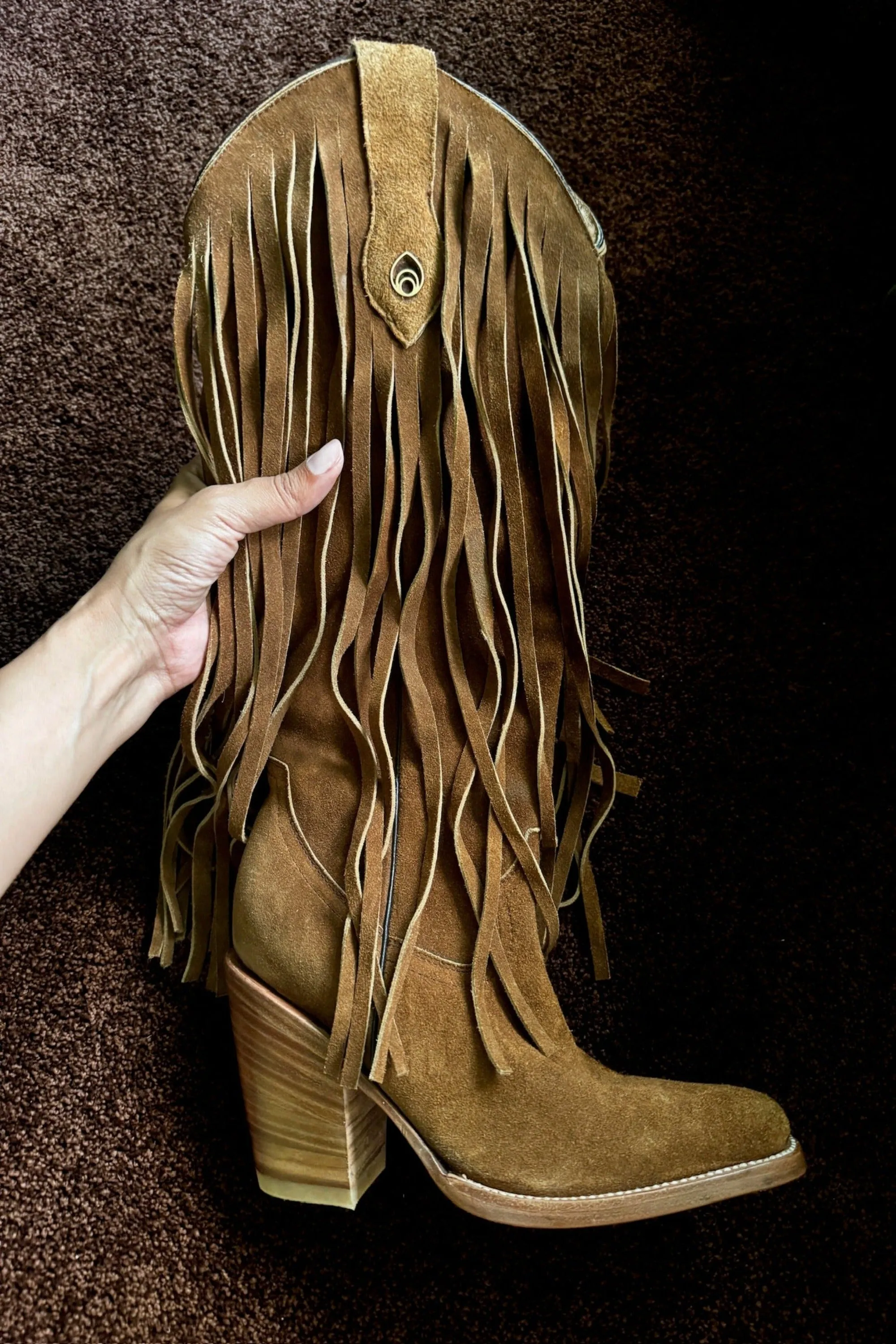 Fringe Atlas Boot in Honey Suede - Runway sample