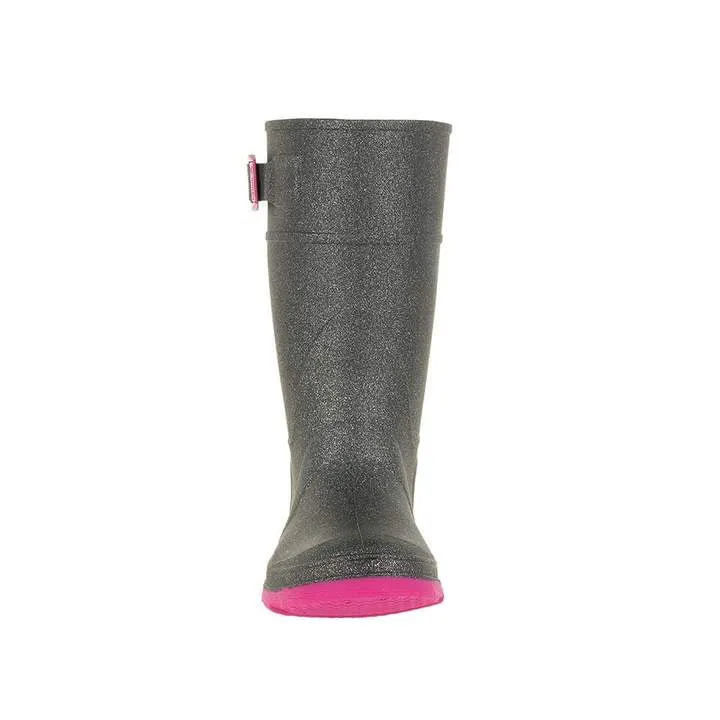 Glitzy Rain Boot - Sparkly Charcoal/Pink