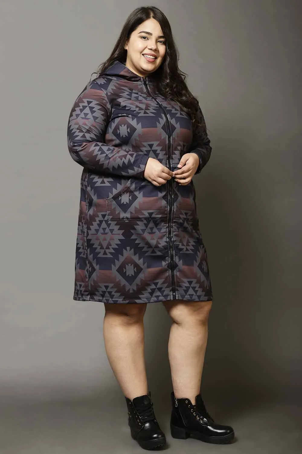 Grey Plus Size Jacket Dress