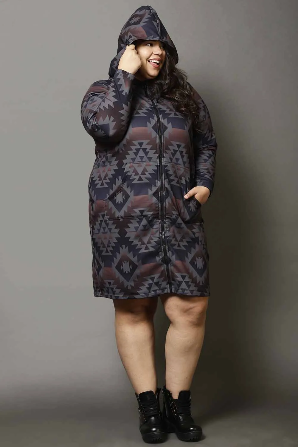 Grey Plus Size Jacket Dress