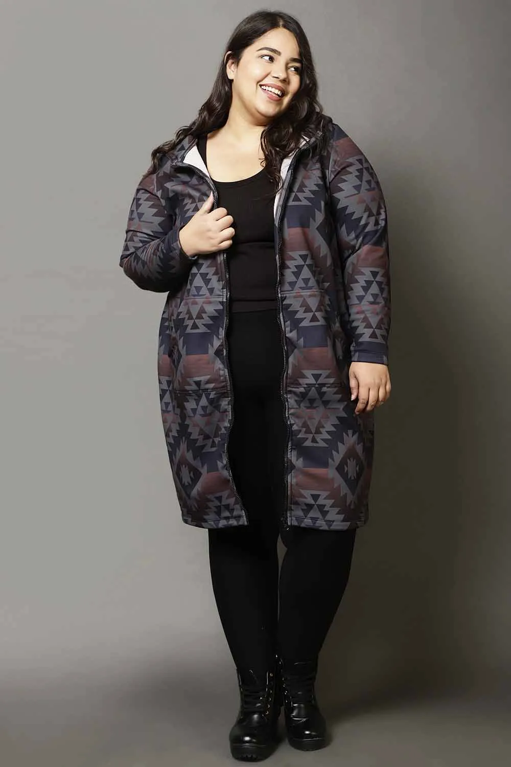 Grey Plus Size Jacket Dress