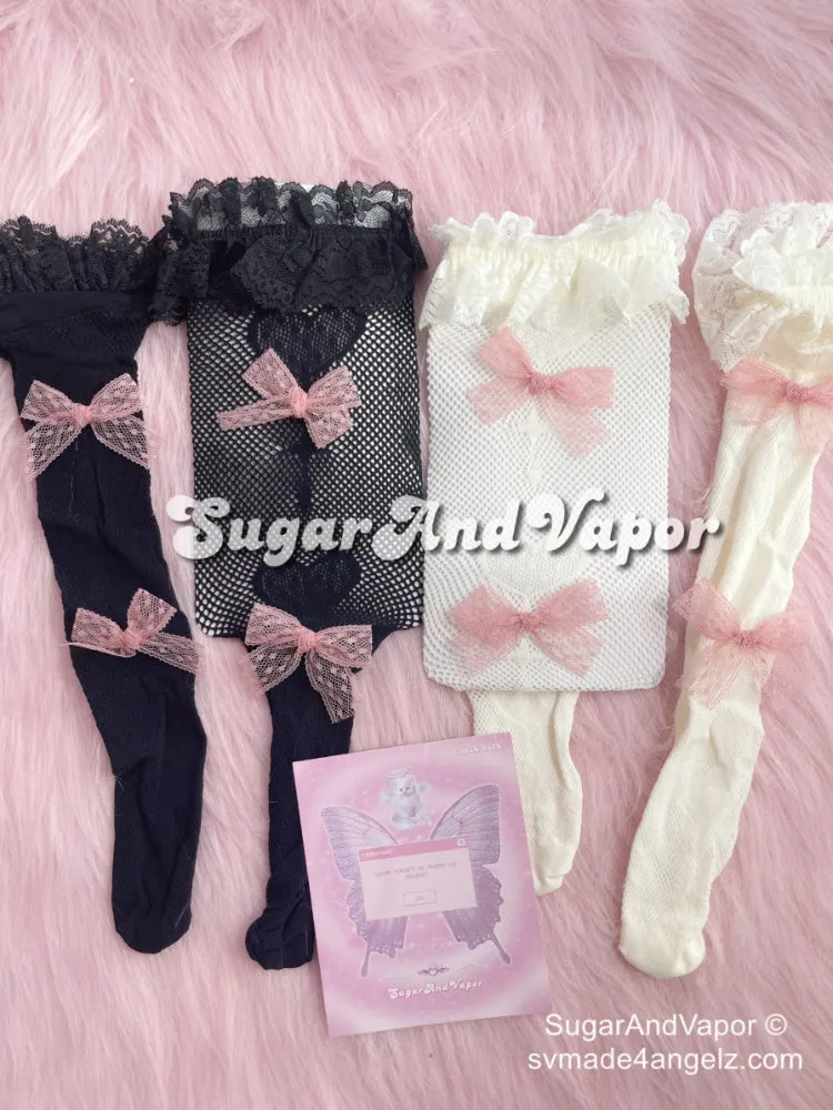 Heart Lollipops Kawaii Knee-High Fishnet Stockings