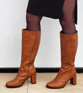 Knee High Leather Boots Havane