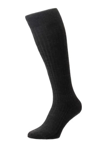 LABURNUM MERINO WOOL OTC SOCK - CHARCOAL