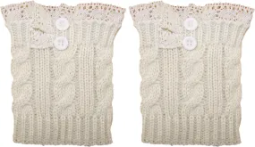 Lace Button Boot Cuffs Ivory Boho Boot Toppers With Antique Crochet Lace One Size