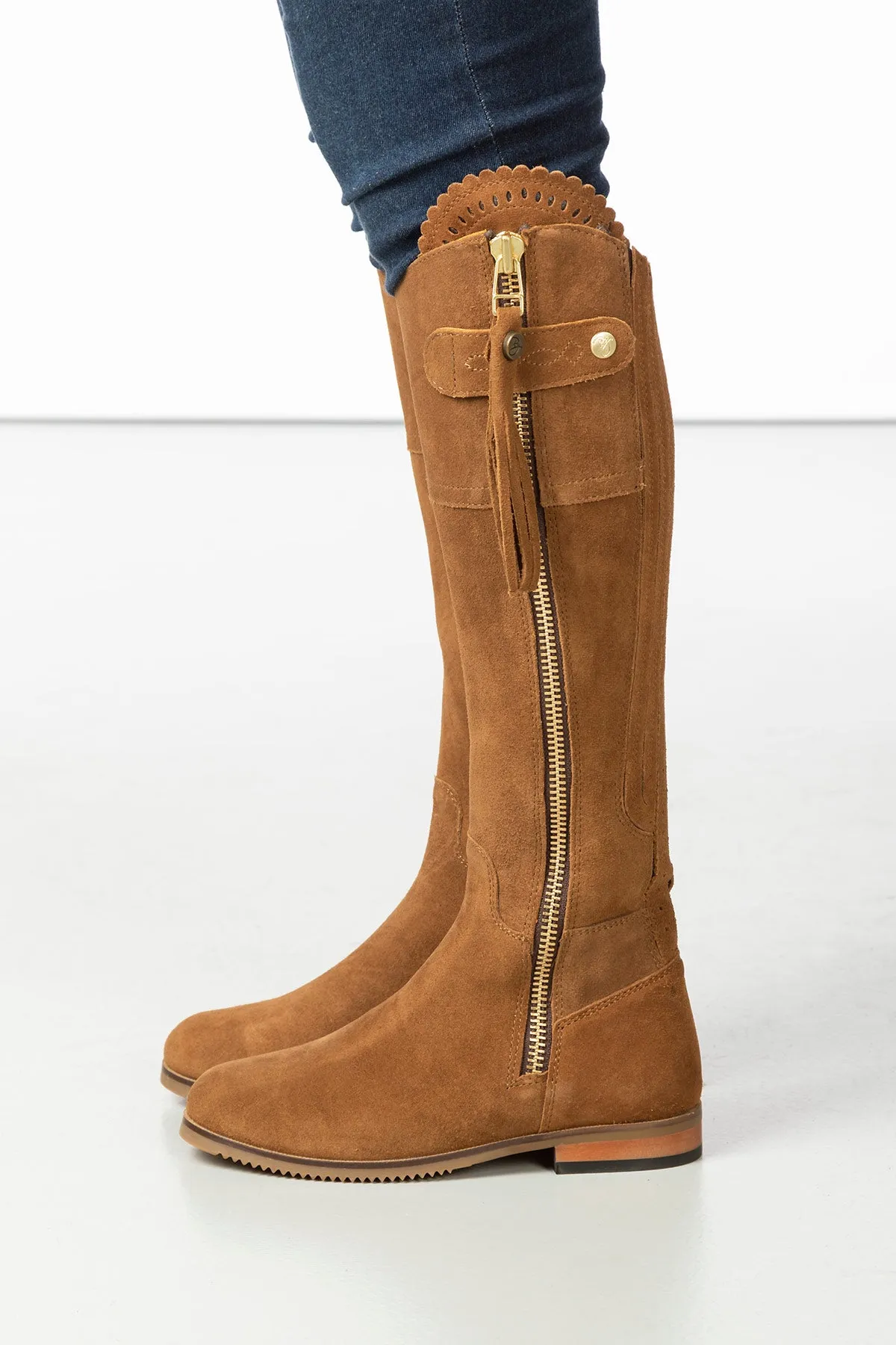 Ladies Tall Suede Country Boots - Helmsley