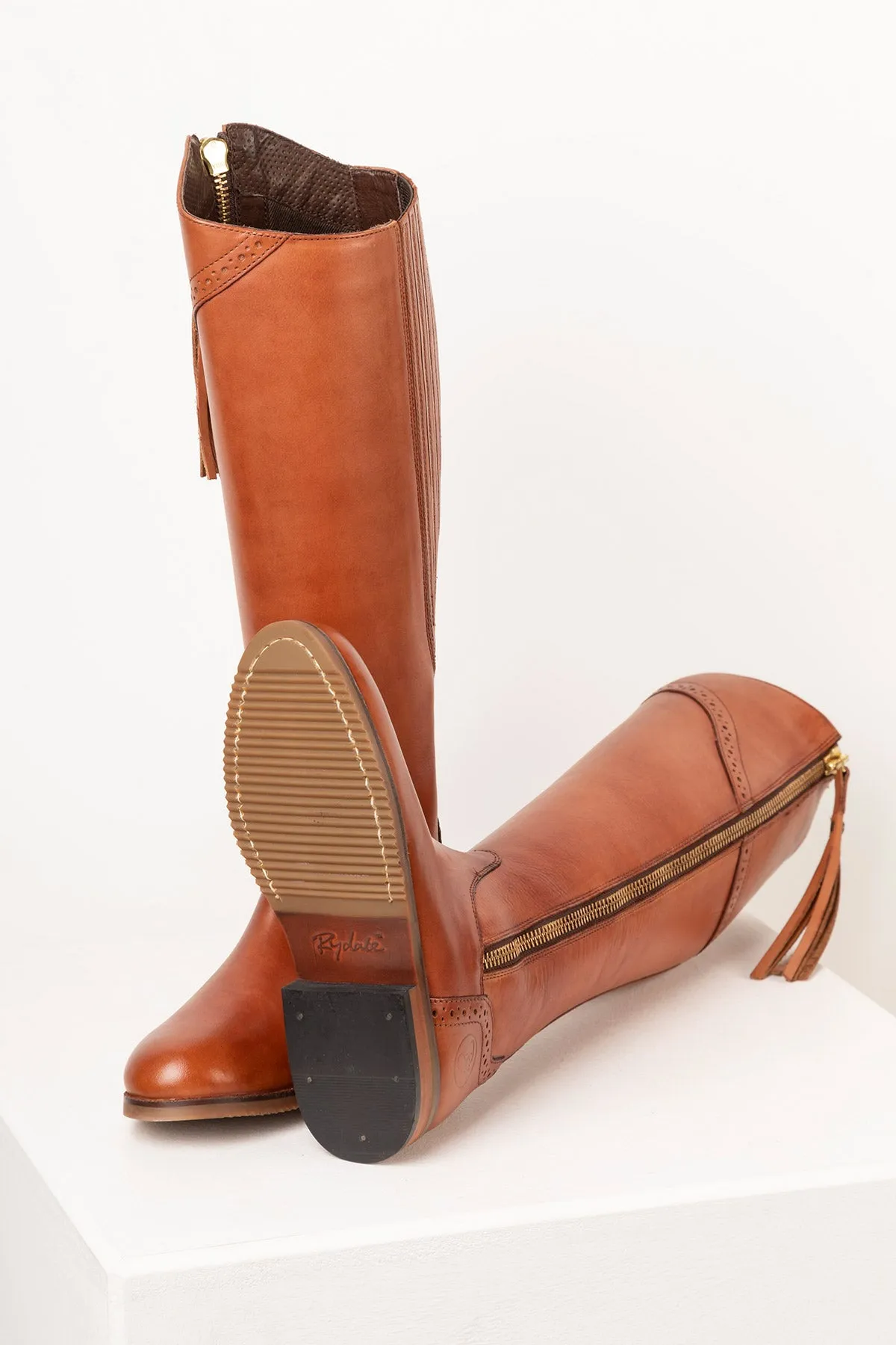 Ladies Tan Leather Riding Boots - Rievaulx