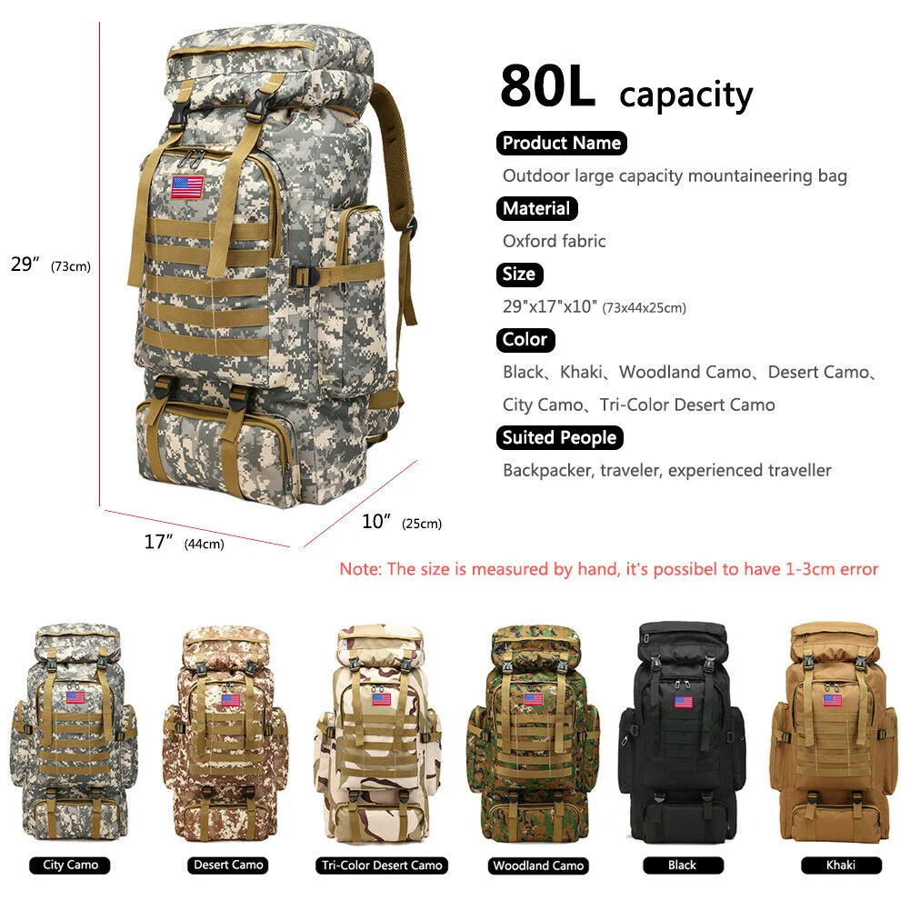 Military Outdoor Tactical Shoulder Backpack Camping Hiking Bag