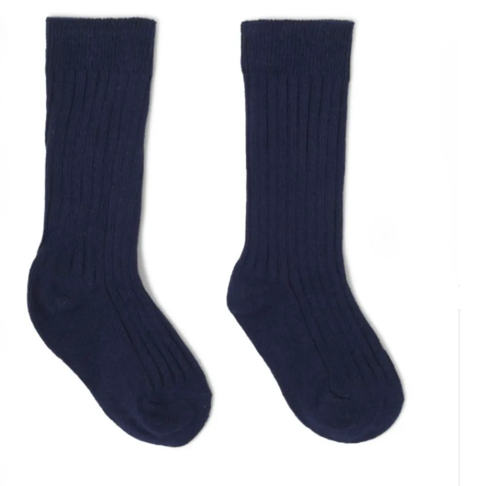 Navy Knee High Ethan Ribbed Socks