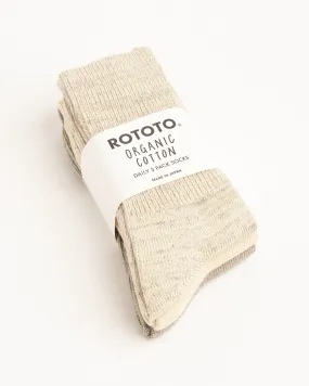 Organic Daily 3 Pack Crew Socks Ecru/Gray