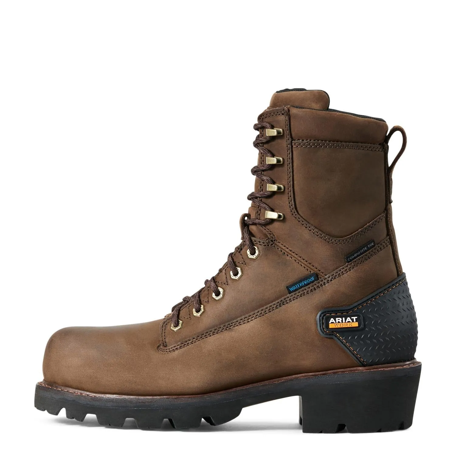 Powerline 8in Waterproof Composite Toe Work Boot Oily Distressed Brown